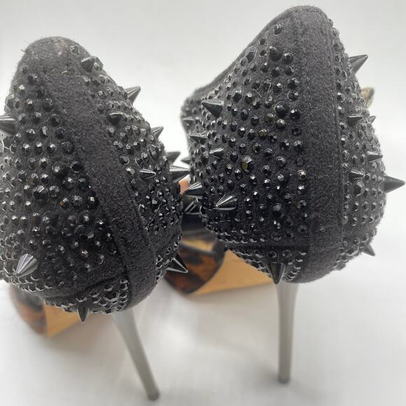 Sam‎ Edelman Scarlett Animal Print Calf Hair Spiky Stiletto Peep Toe 5.5 - Picture 4 of 7